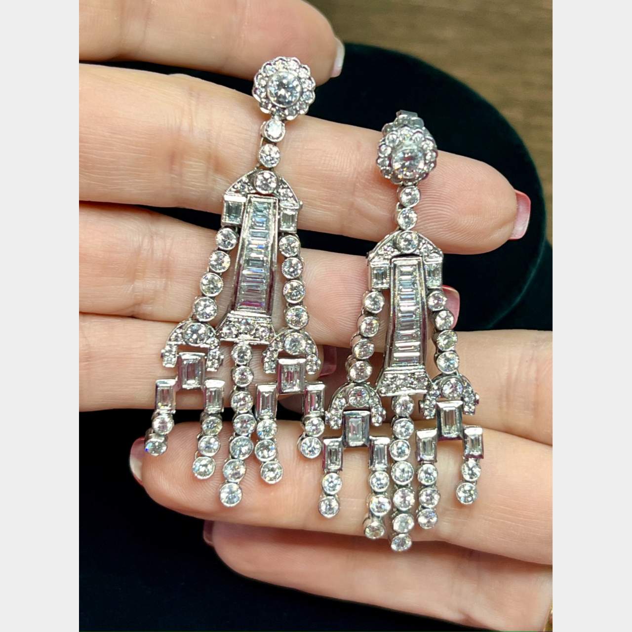 Platinum 13.50 Ct. Diamond Chandelier Earrings