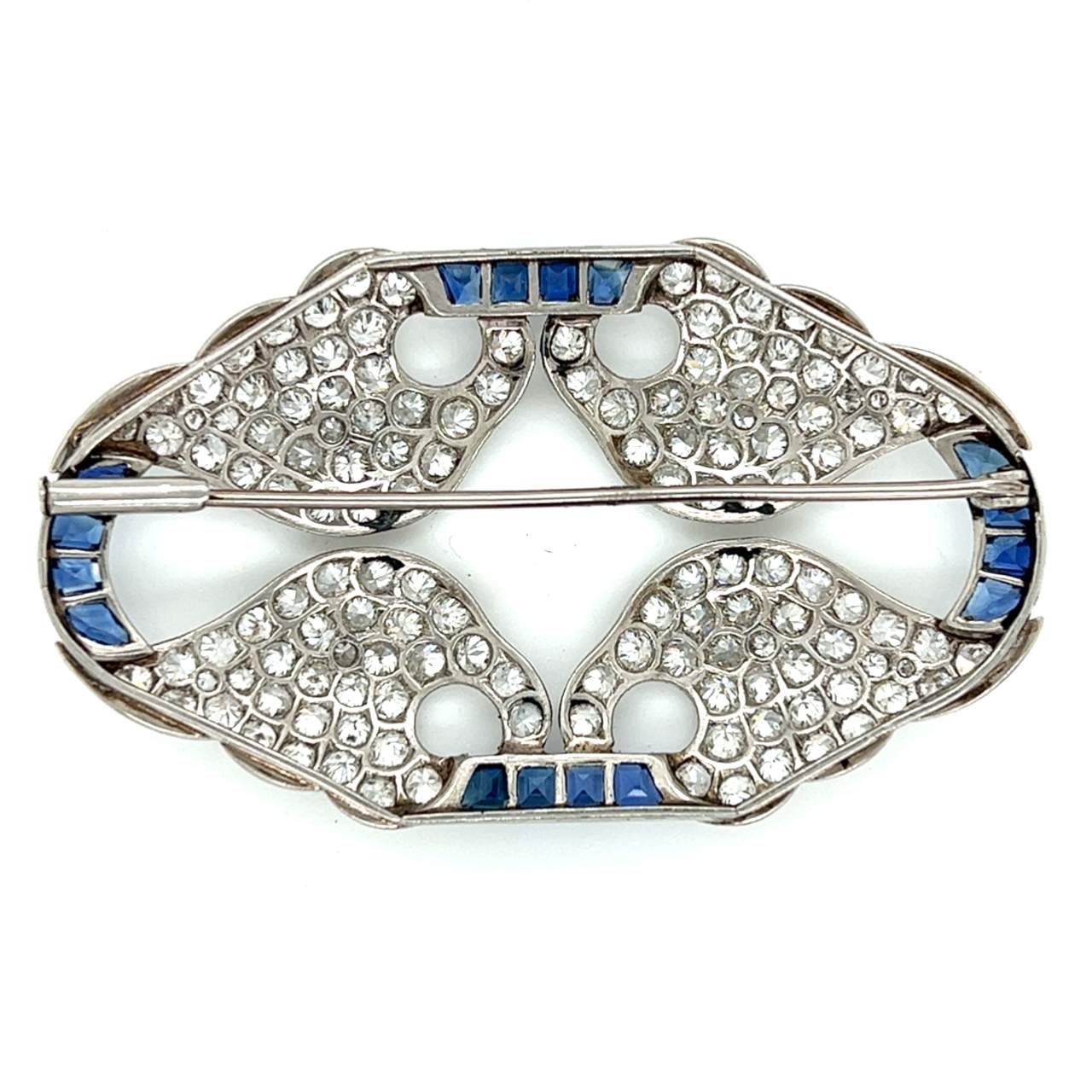 Art Deco Platinum Diamond & Sapphire Brooch