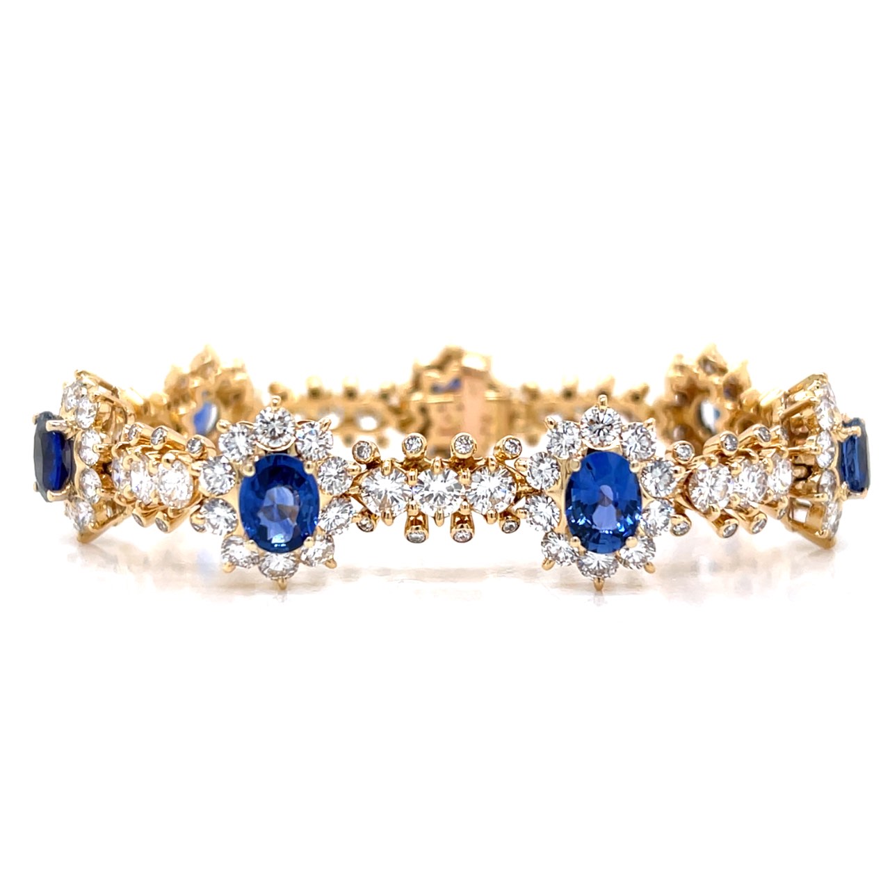 18K Yellow Gold 8.00 Ct. Sapphire & Diamond Bracelet