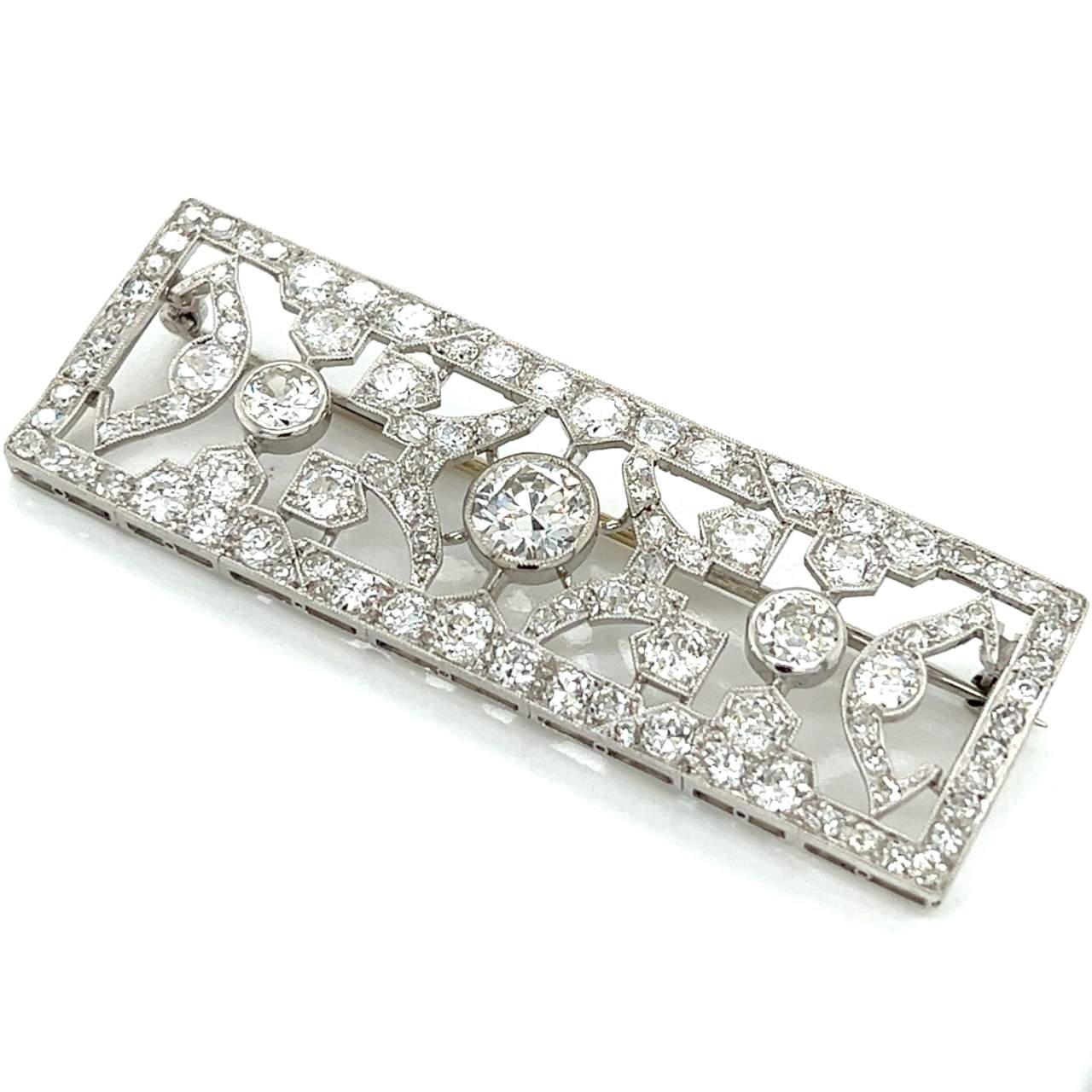 Art Deco Platinum 8.60 Ct. Diamond Brooch