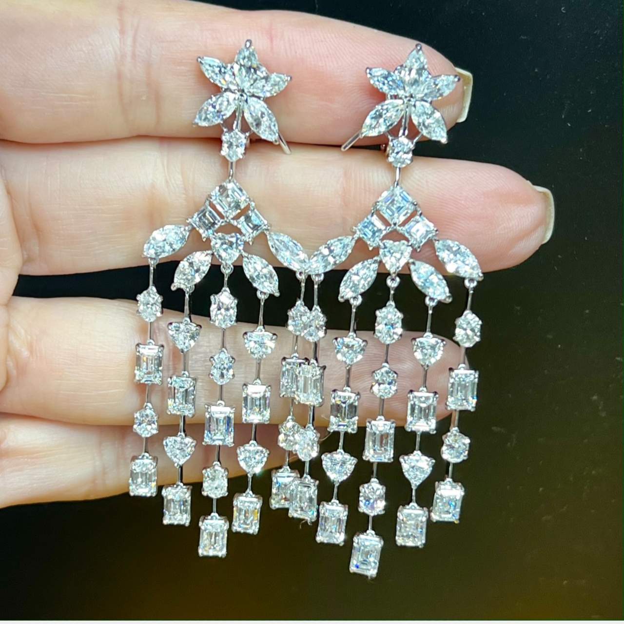 Platinum 23.24 Ct. Diamond Chandelier Earrings