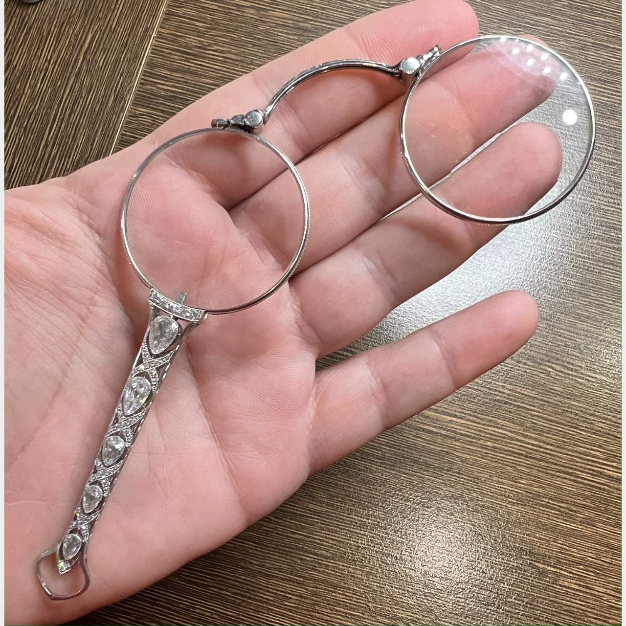 Art Deco Platinum 2.70 Ct. Diamond Lorgnette Spectacles