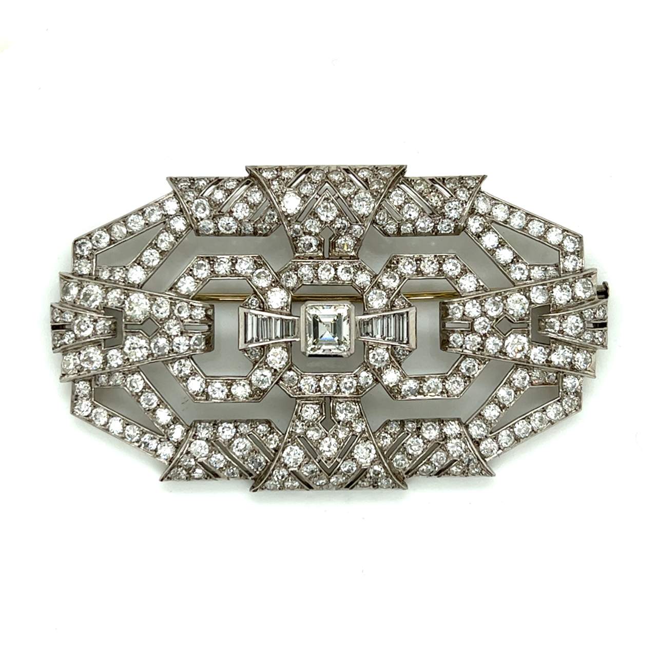 Art Deco Platinum 18.40 Ct. Diamond Brooch