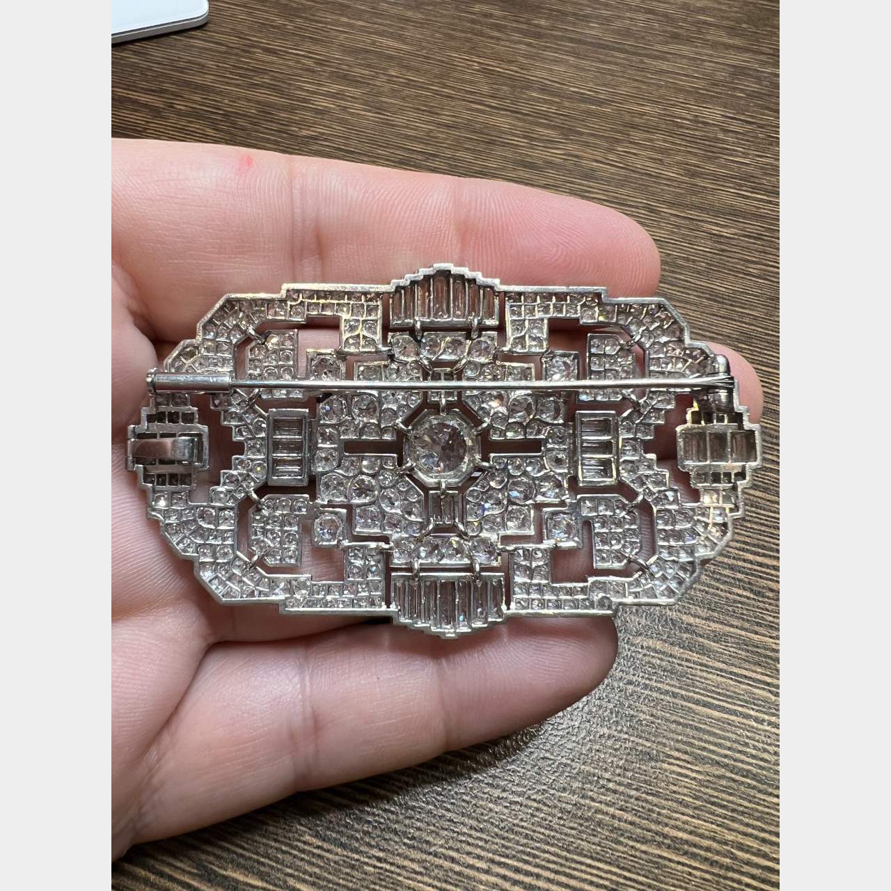 Art Deco Platinum 19.40 Ct. Diamond Brooch