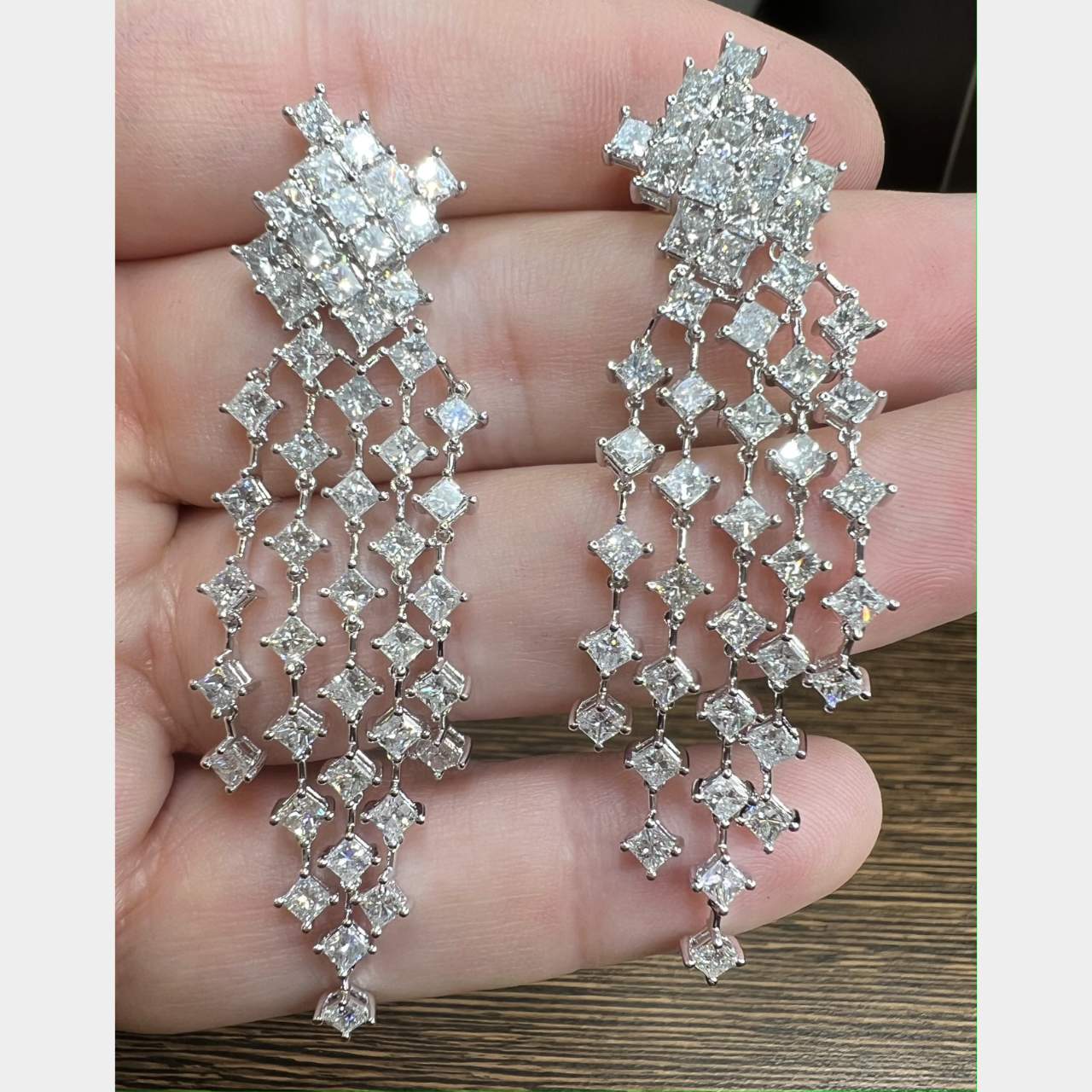 18K White Gold 10.44 Ct. Diamond Earrings