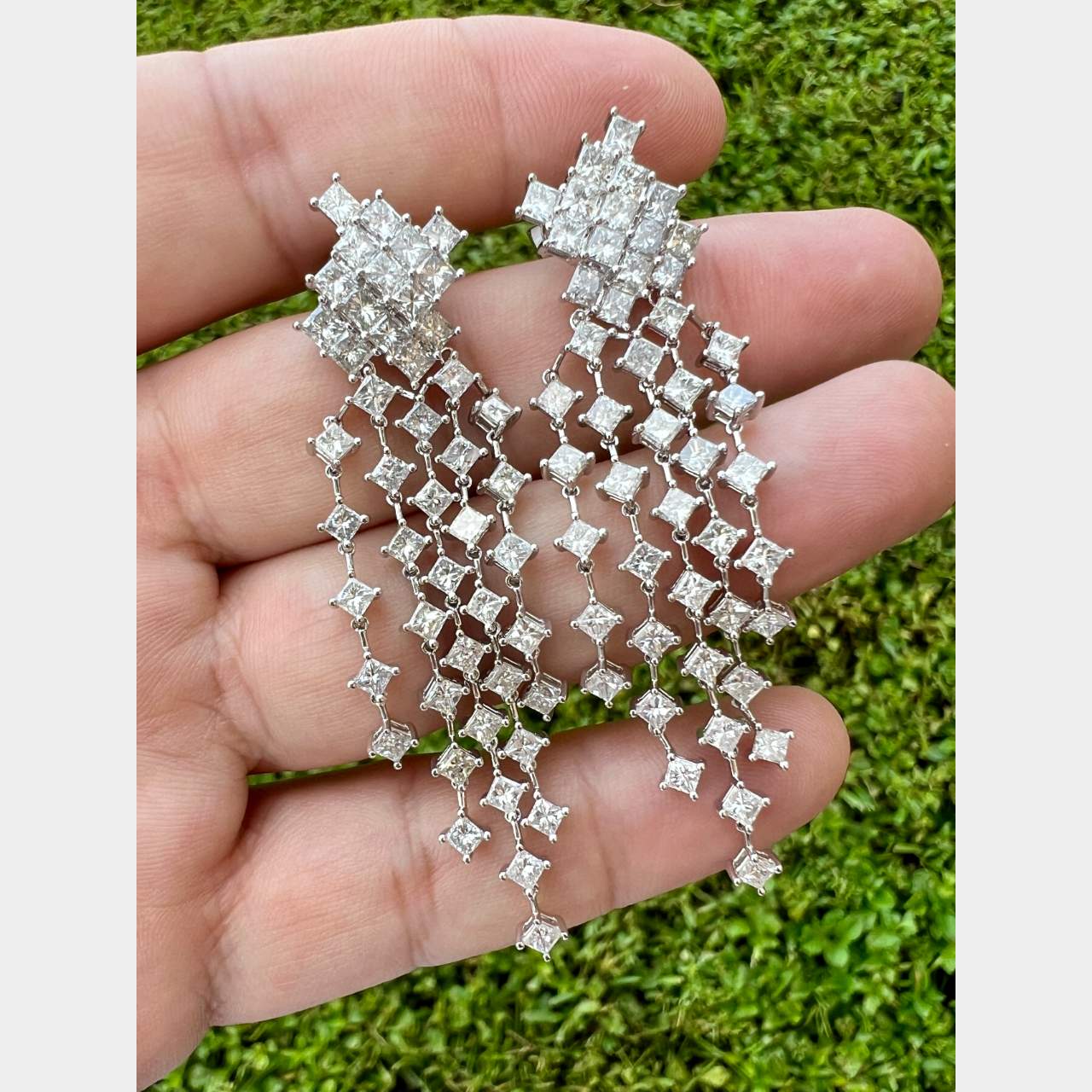 18K White Gold 10.44 Ct. Diamond Earrings