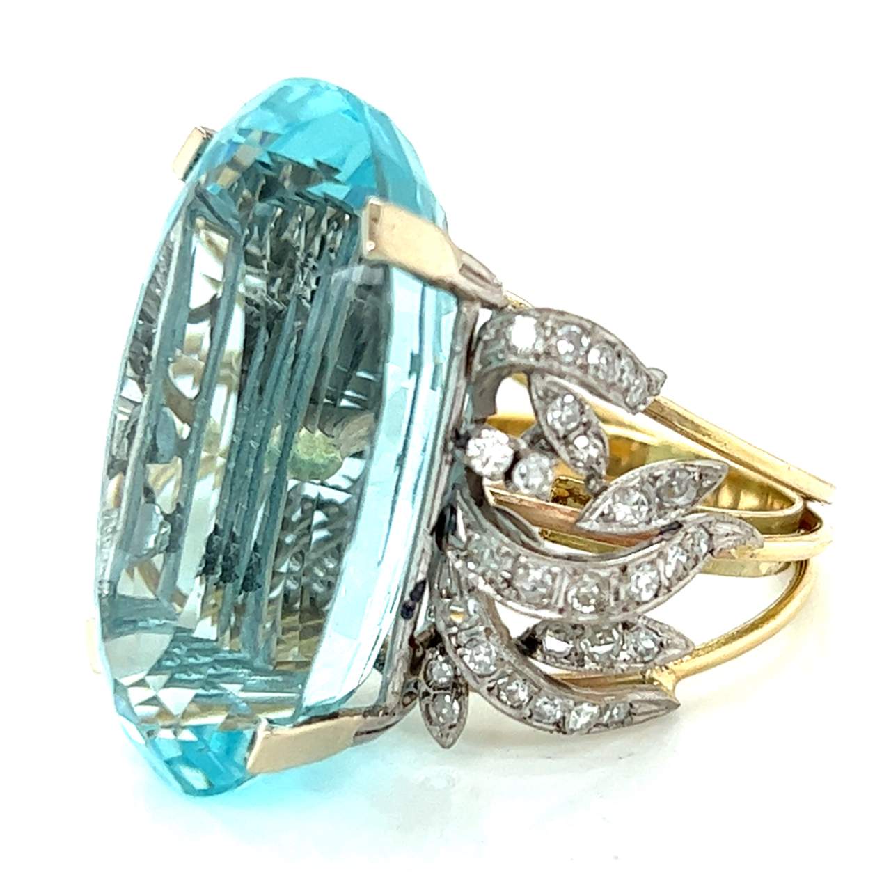 18K Yellow & White Gold 62.40 Ct. Aquamarine Ring