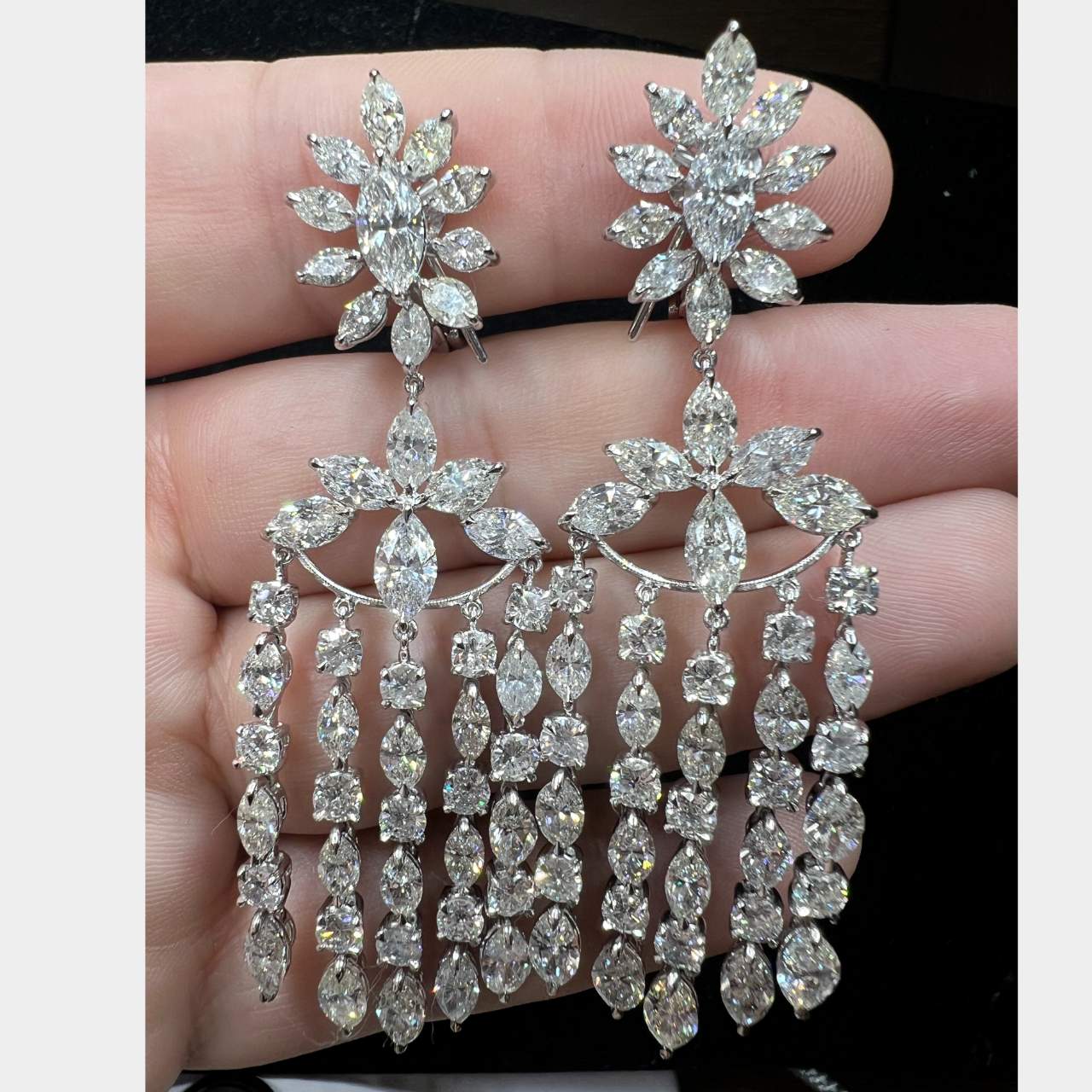 Platinum 22.23 Ct. Diamond Chandelier Earrings