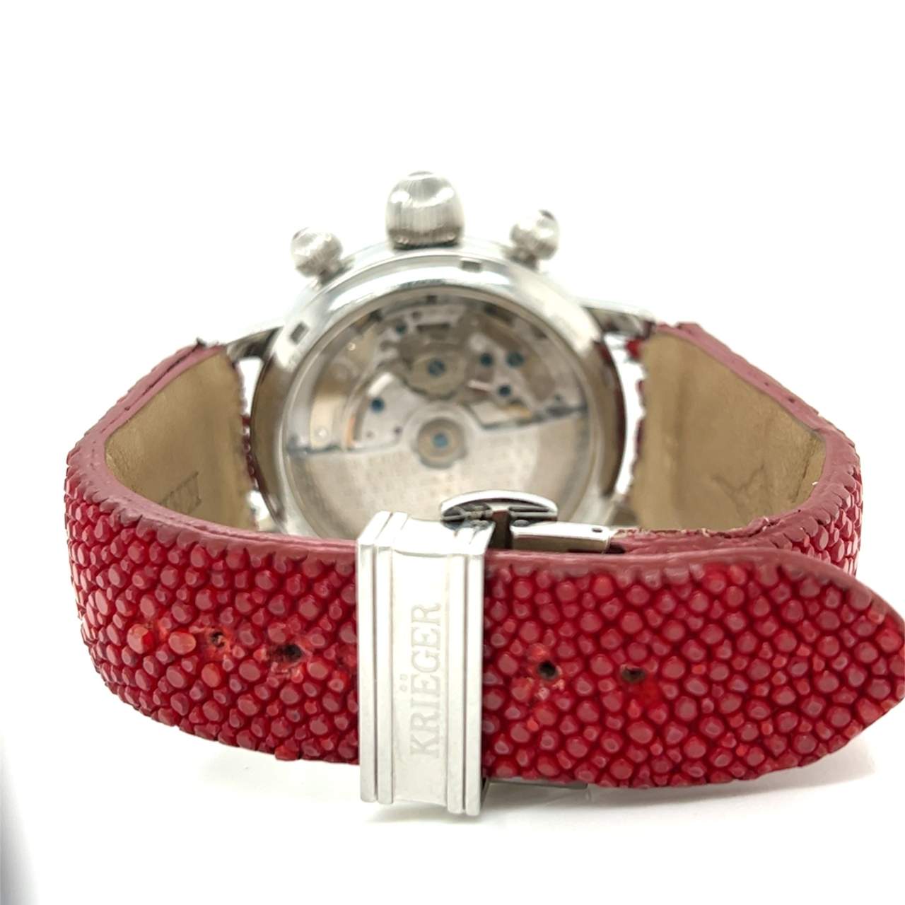 Krieger Gigantium Chronograph Stainless Steel Mother of Pearl and Ruby Limited Edition Watch