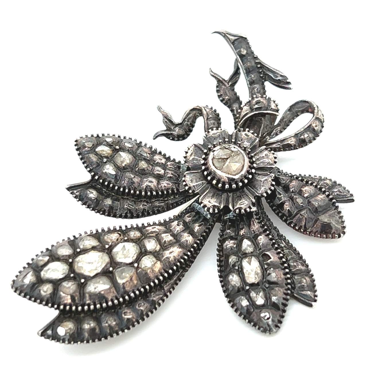 Victorain Silver 3.00 Ct. Diamond Brooch