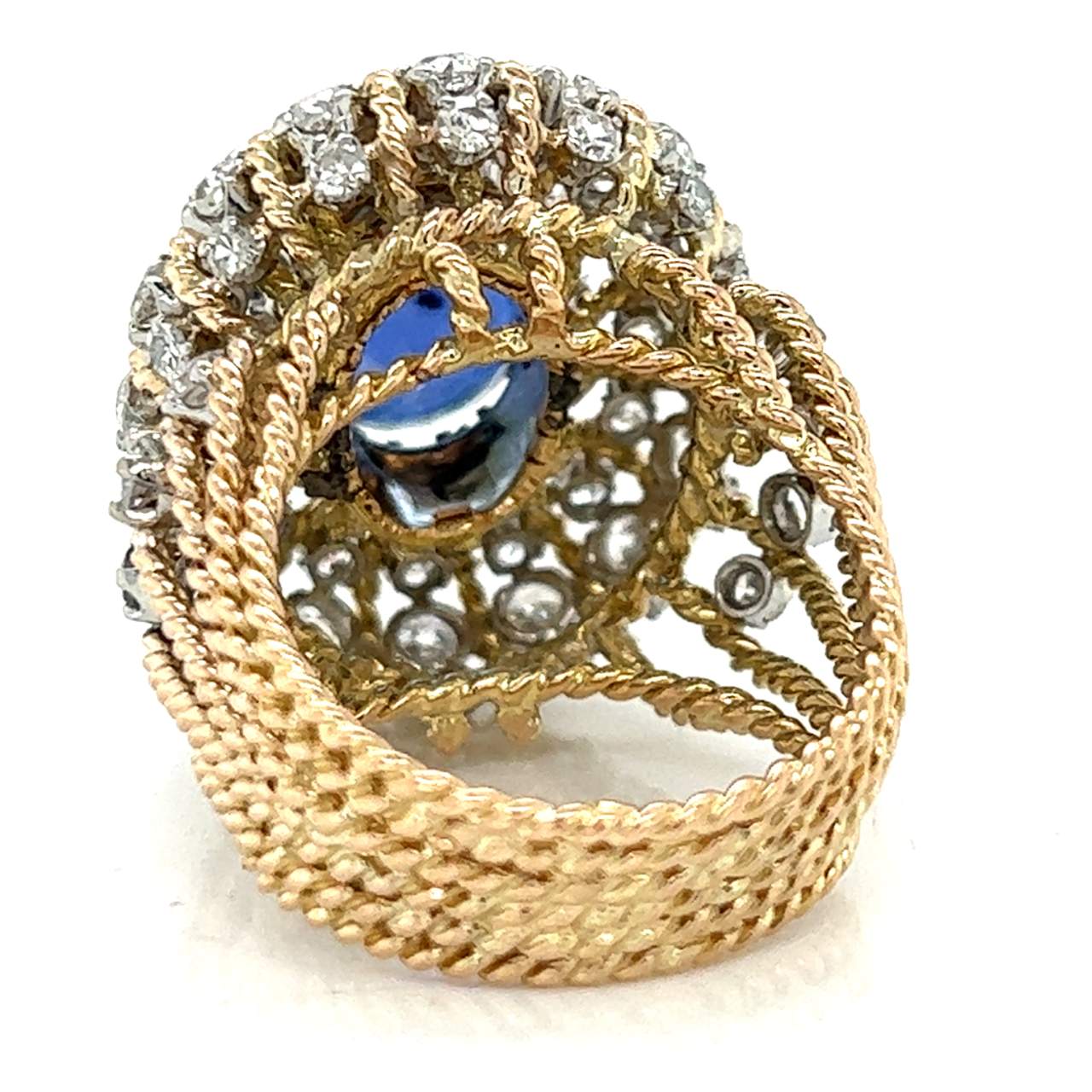 18K Yellow Gold 8.01 Ct. Sapphire and Diamond Cocktail Ring - Image 3