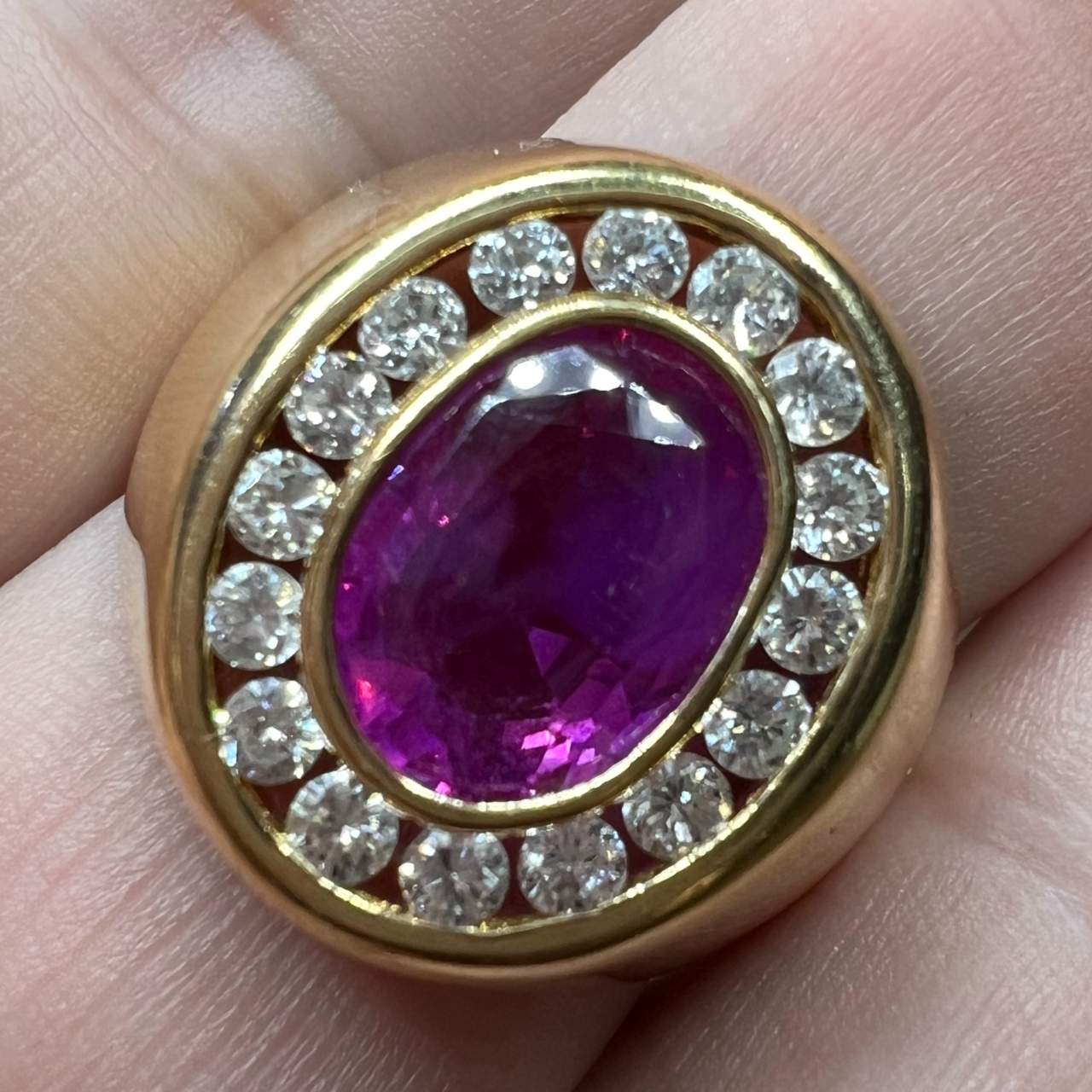 18K Yellow Gold Ruby & Diamond Ring