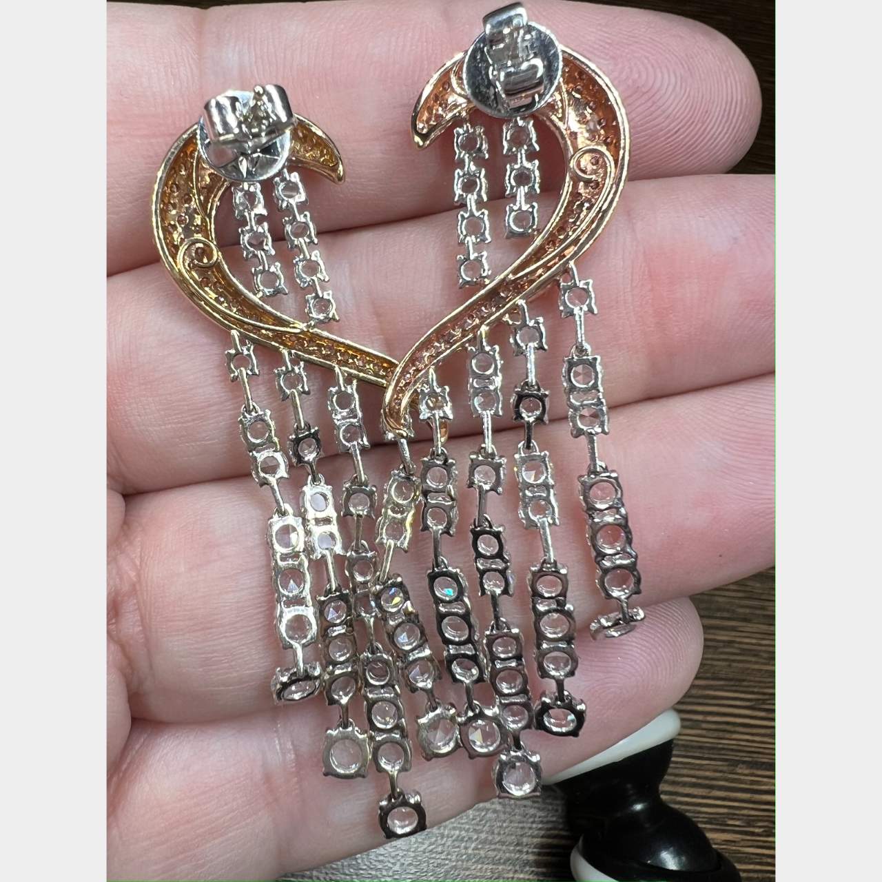 18K Rose & White Gold 8.50 Ct. Diamond Earrings