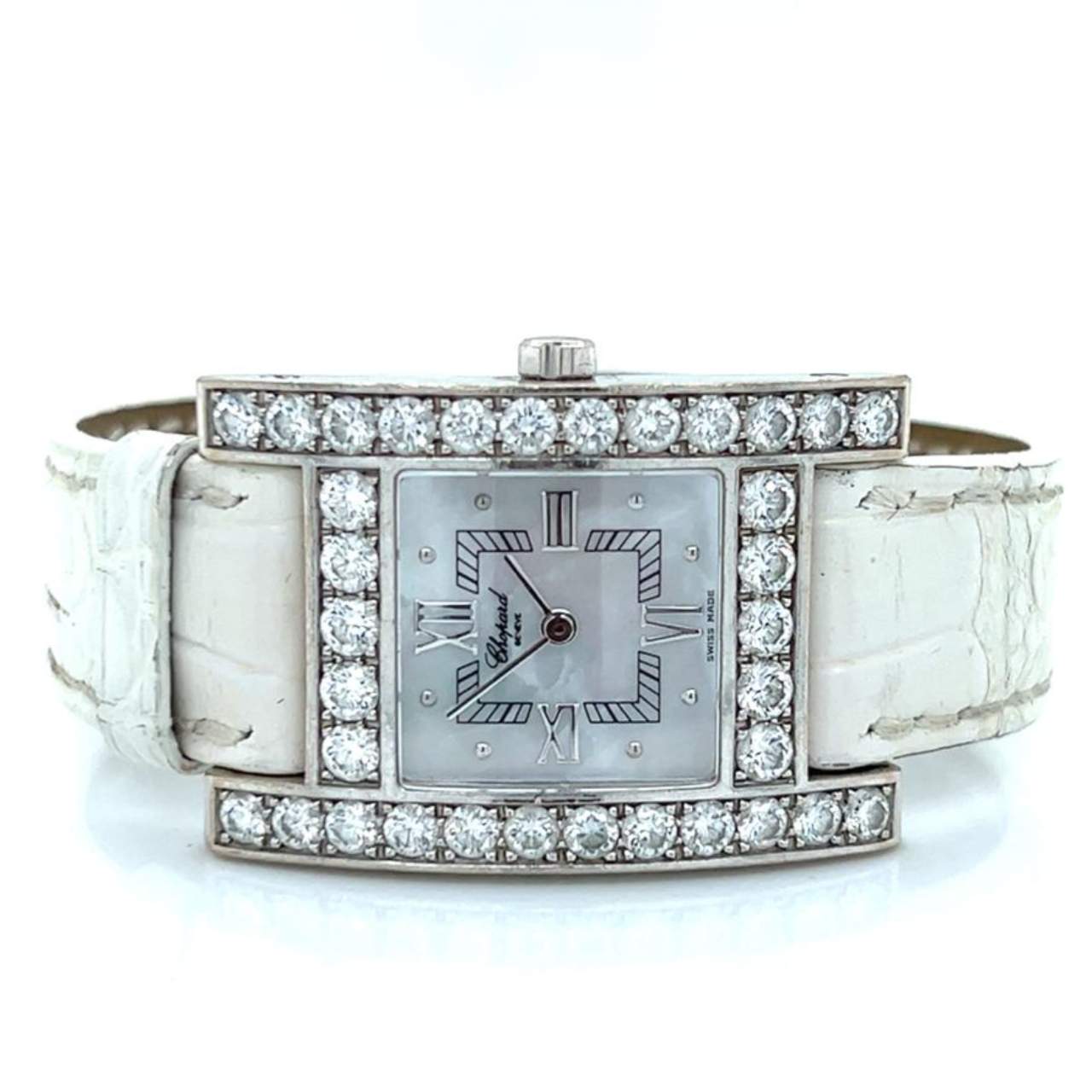 Chopard 18K White Gold Mother of Pearl and Diamond “H” Watch
