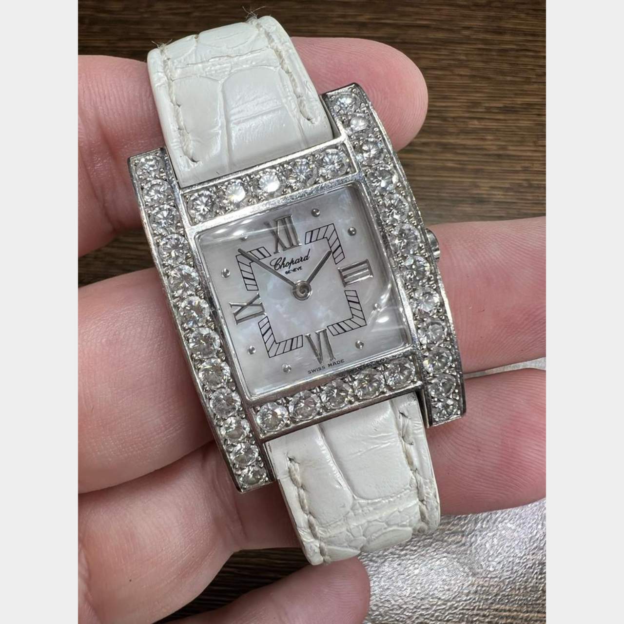 Chopard 18K White Gold Mother of Pearl and Diamond “H” Watch