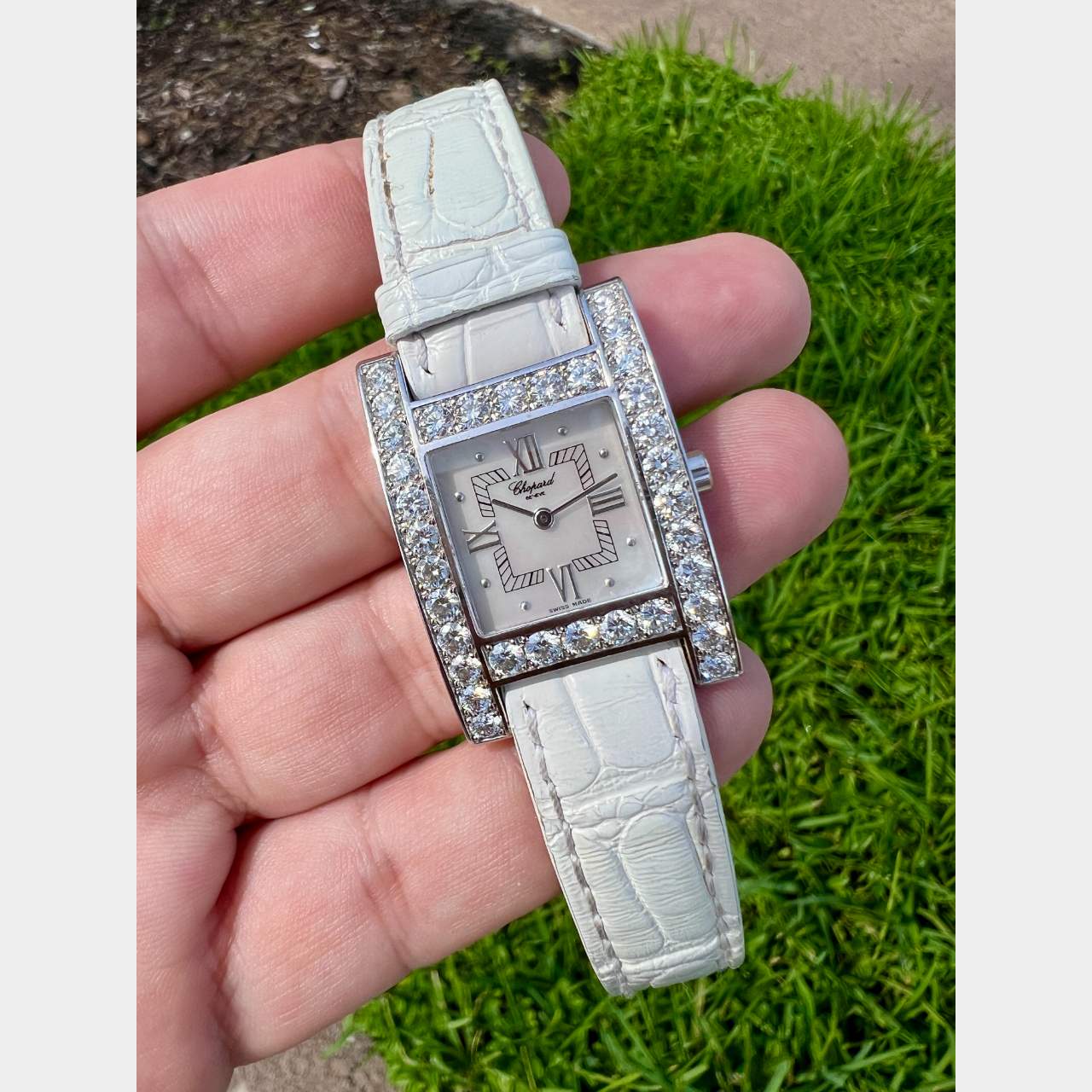 Chopard 18K White Gold Mother of Pearl and Diamond “H” Watch