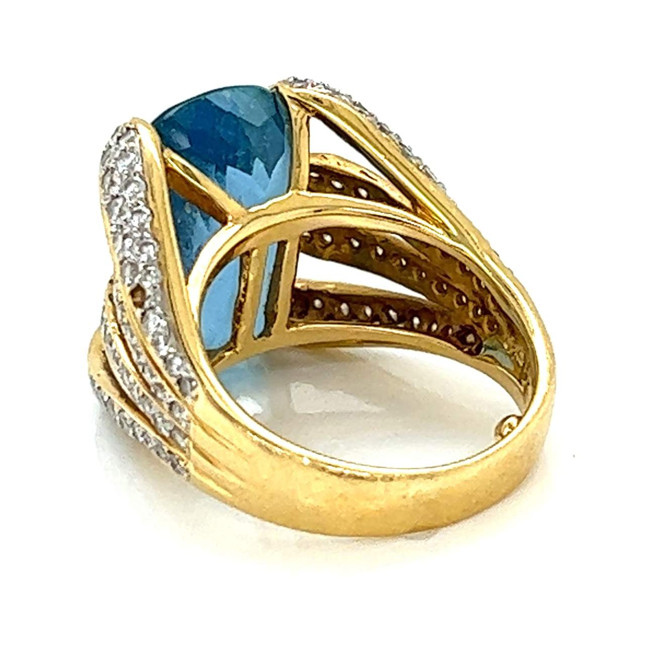 18K Yellow Gold Topaz & Diamond Ring