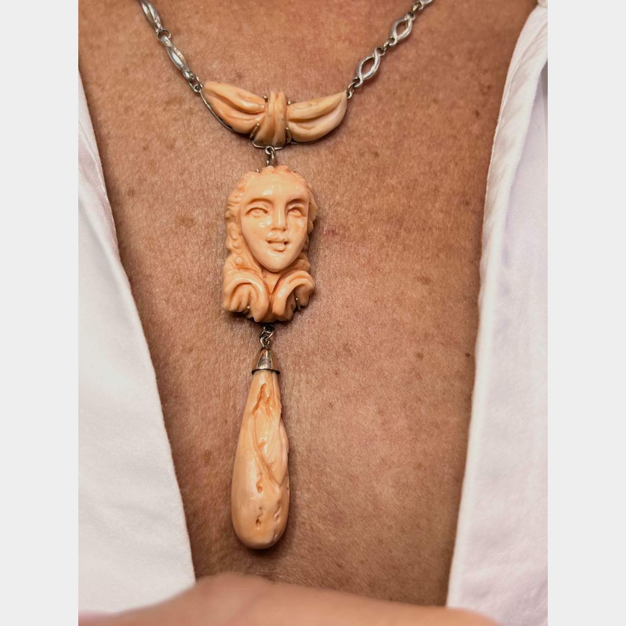 1960’s 14K & Silver Coral Necklace