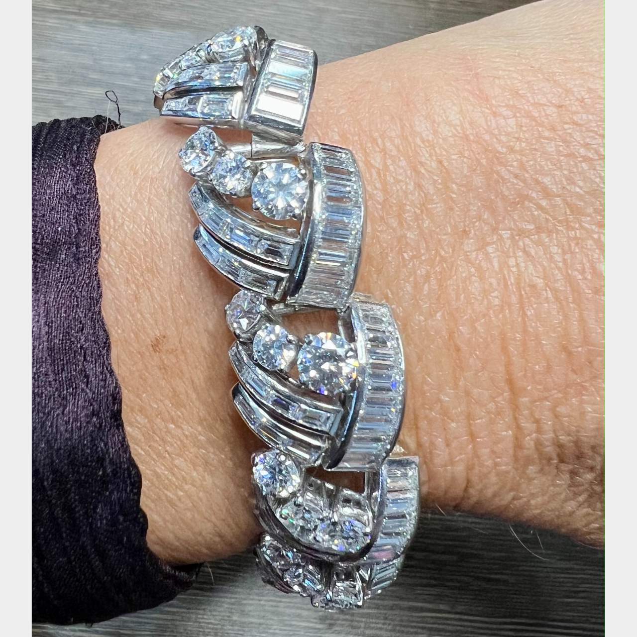 Art Deco Platinum 32.20 Ct. Diamond Bracelet