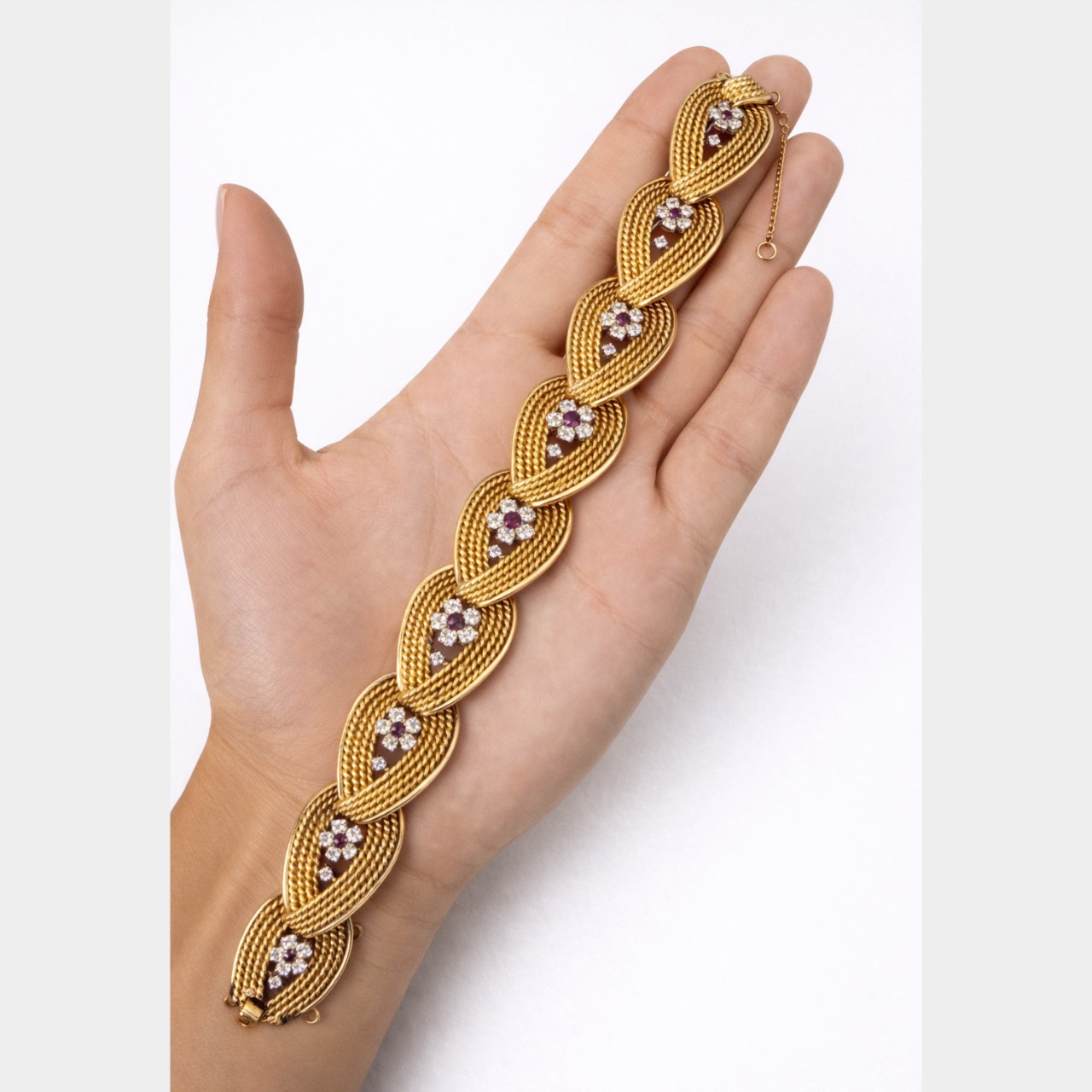 18K Yellow Gold Burma Ruby & Diamond Bracelet