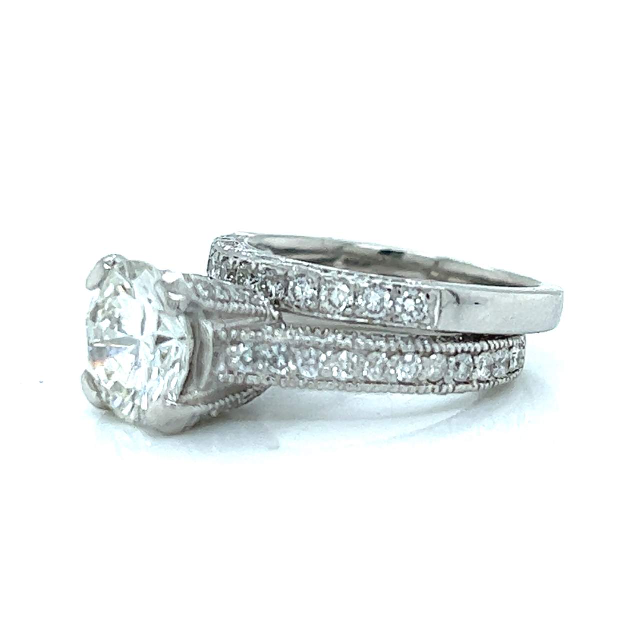 Platinum Diamond Engagement Ring & Anniversary Band Set