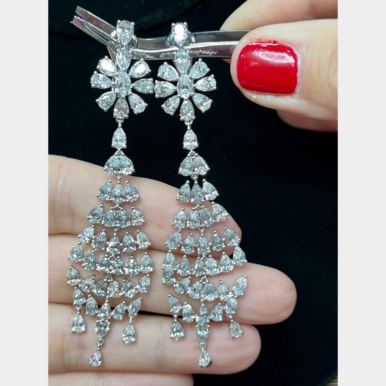 Platinum 22.00 Ct. Diamond Chandelier Earrings