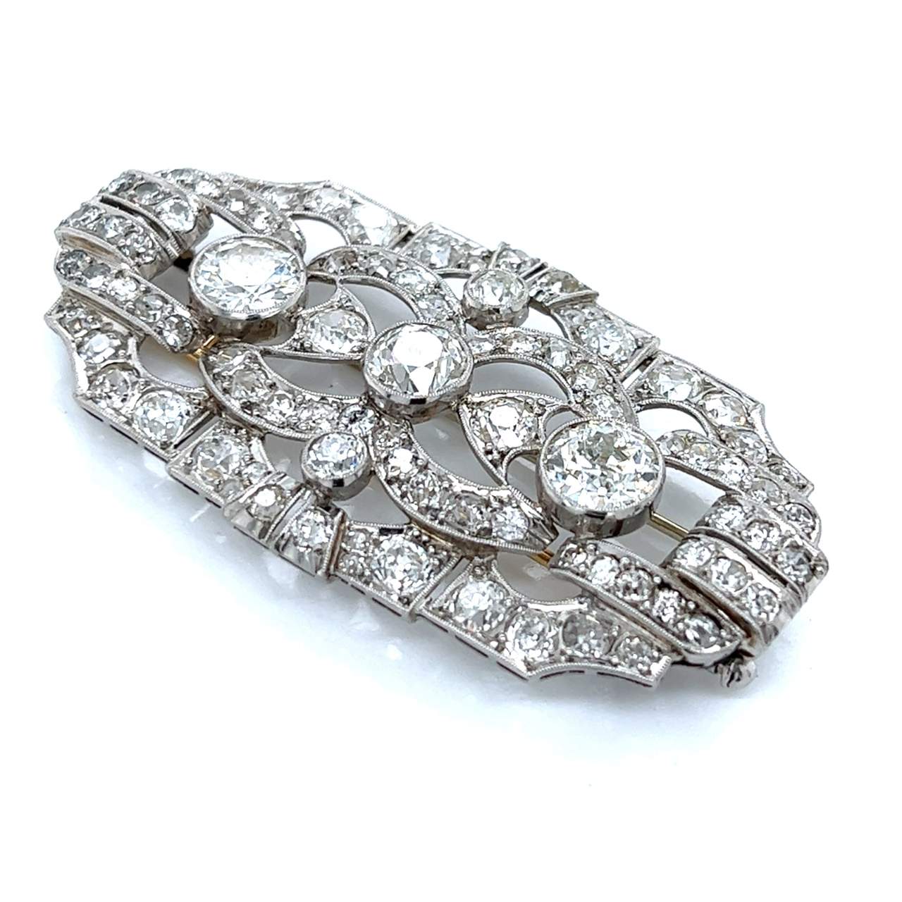 Art Deco Platinum & 18K  16.40 Ct. Diamond Brooch