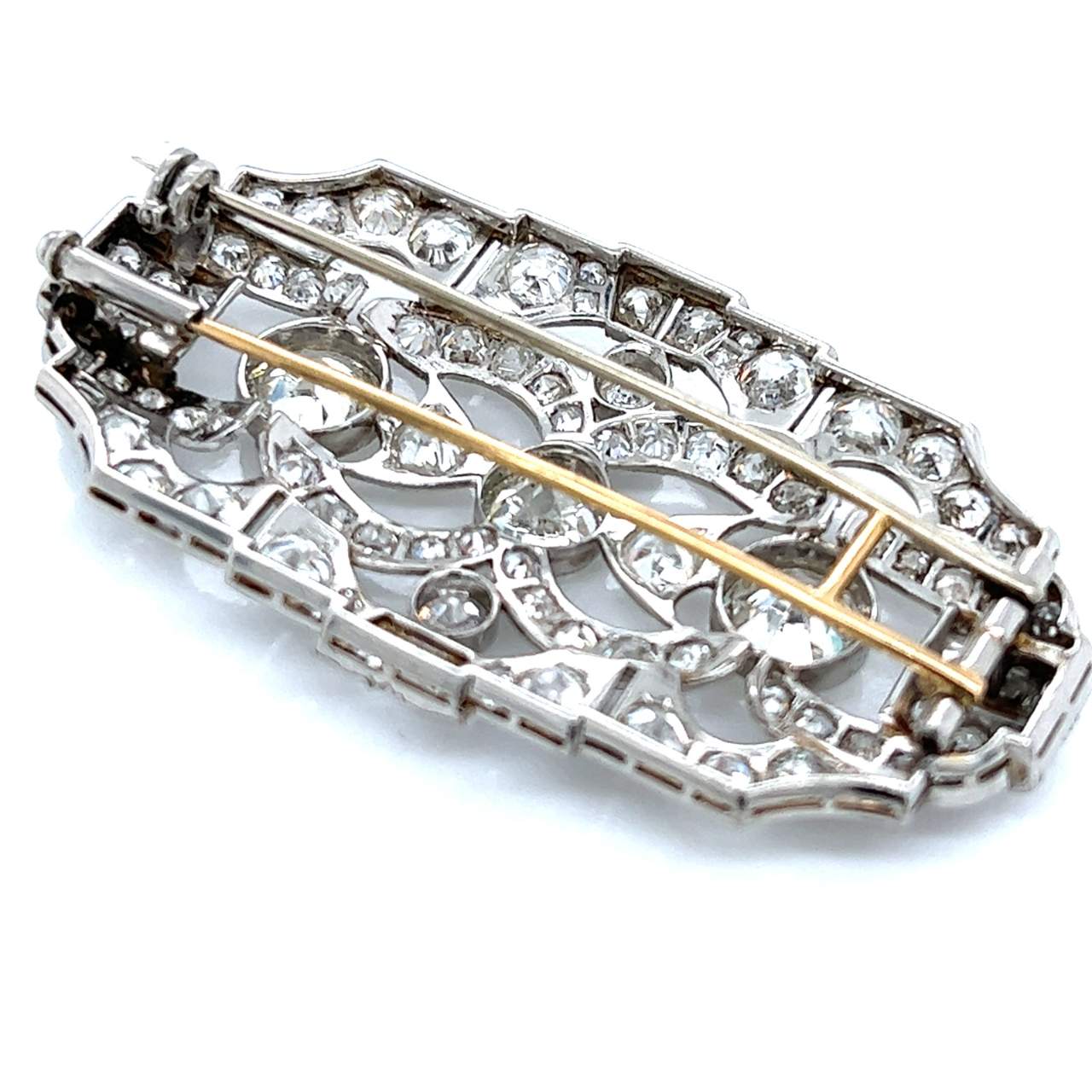 Art Deco Platinum & 18K  16.40 Ct. Diamond Brooch