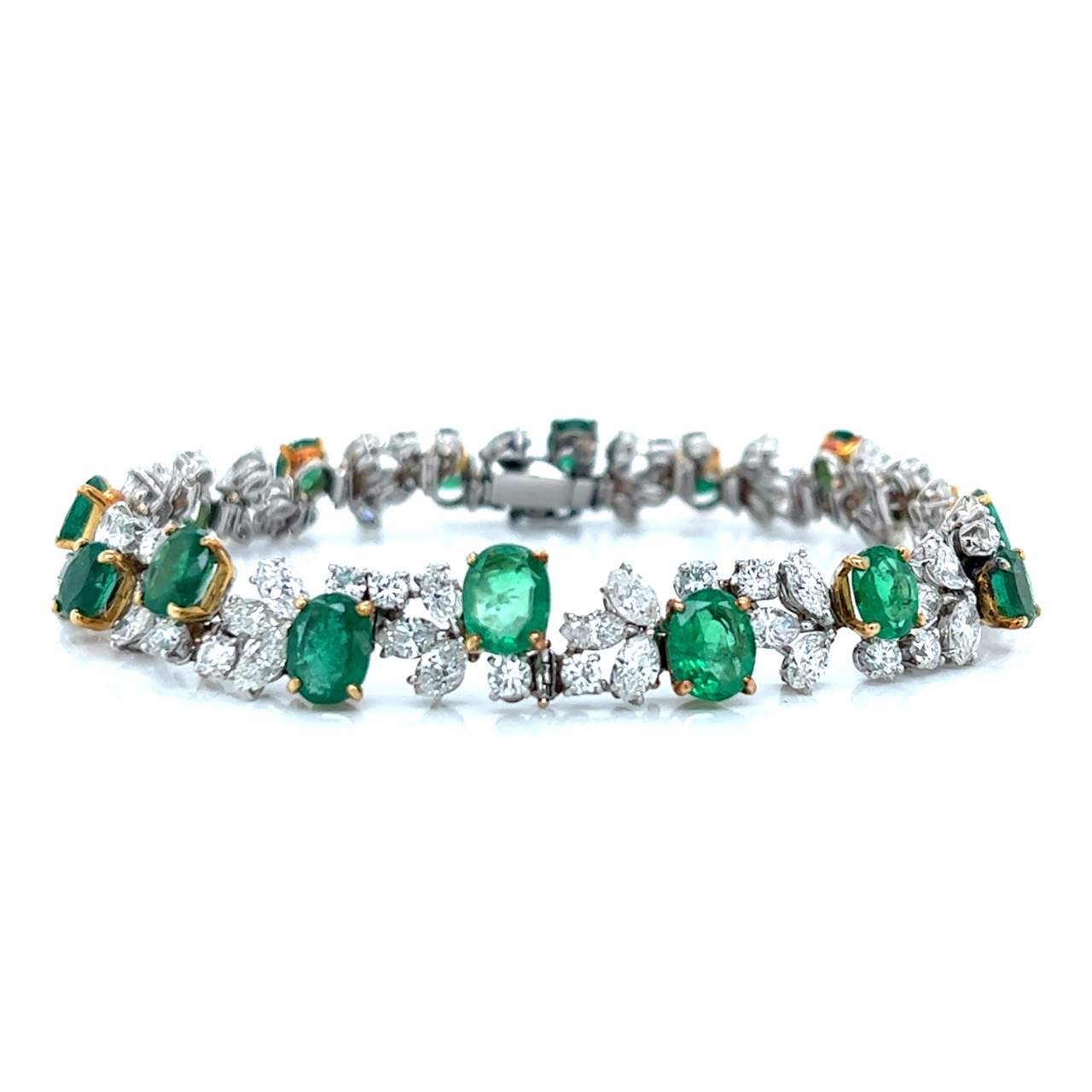 Platinum & 18K Colombian Emerald and Diamond Bracelet