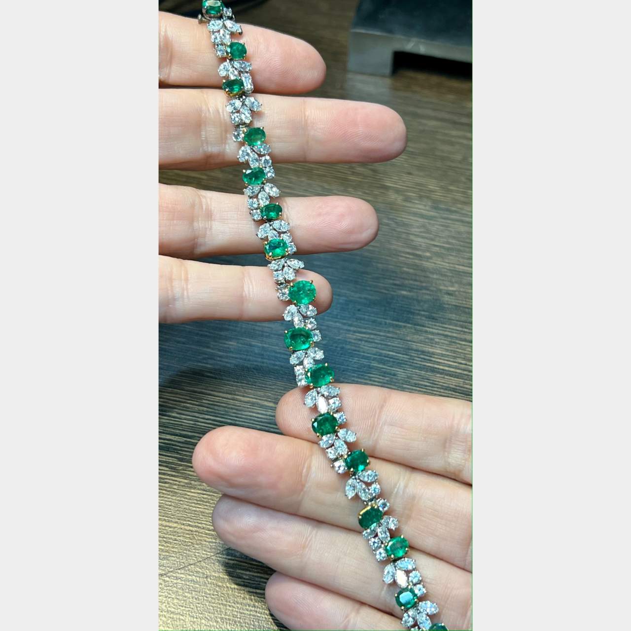 Platinum & 18K Colombian Emerald and Diamond Bracelet