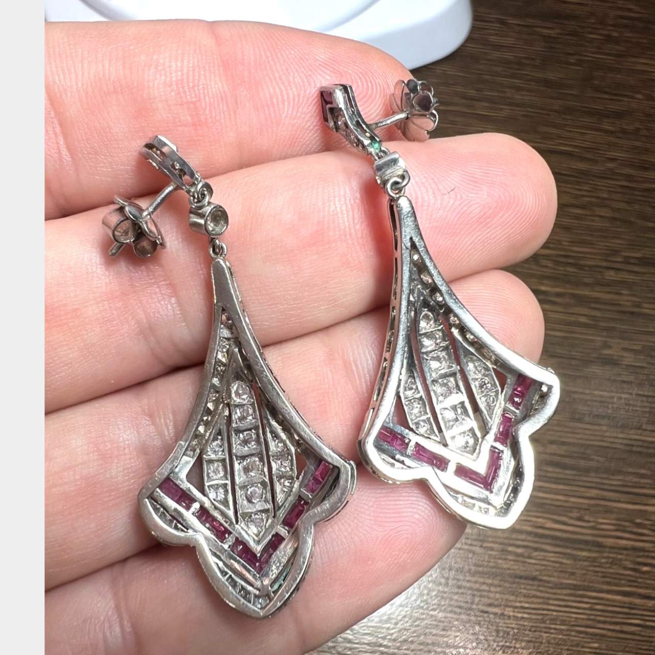 Platinum Ruby & Diamond Earrings
