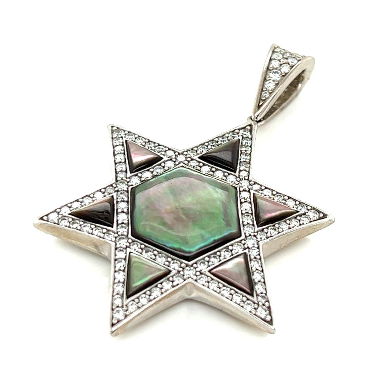 KABANA 14K White Gold Star of David Diamond Pendant