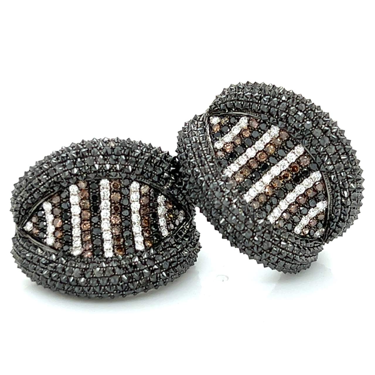 18K White Gold Black and Champagne Diamond Earrings