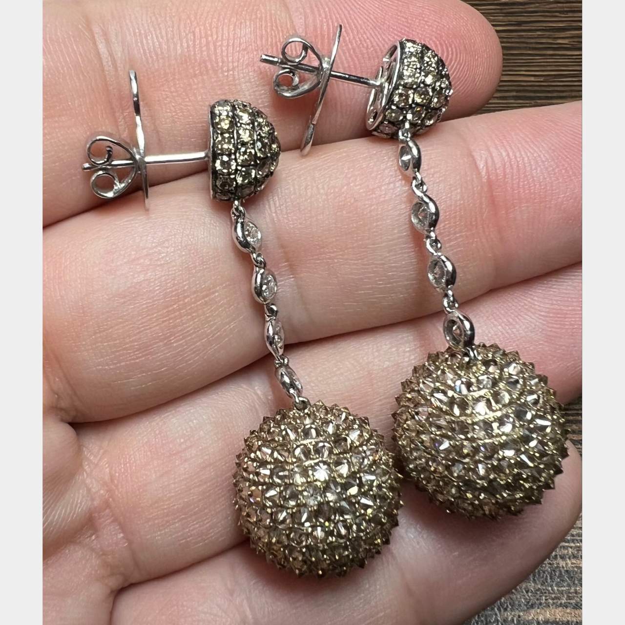 18K Yellow Gold 7.40 Ct. Diamond Earrings