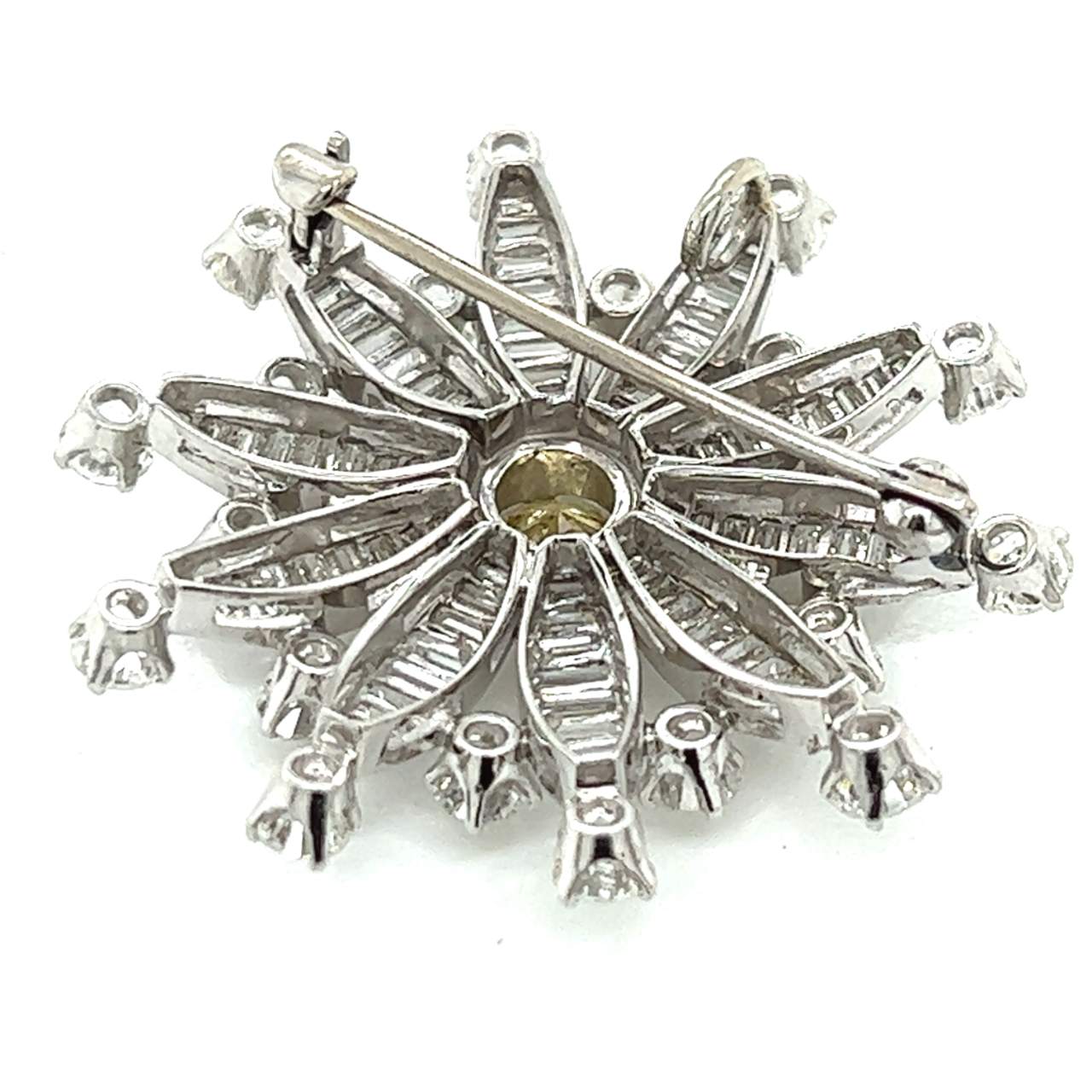 Art Deco Platinum GIA Certified Fancy Yellow Diamond Brooch