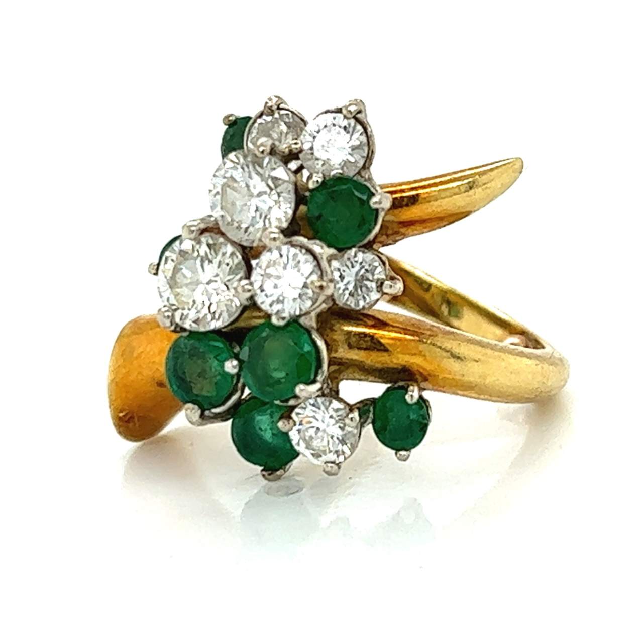 18K Yellow Gold Emerald & Diamond Ring