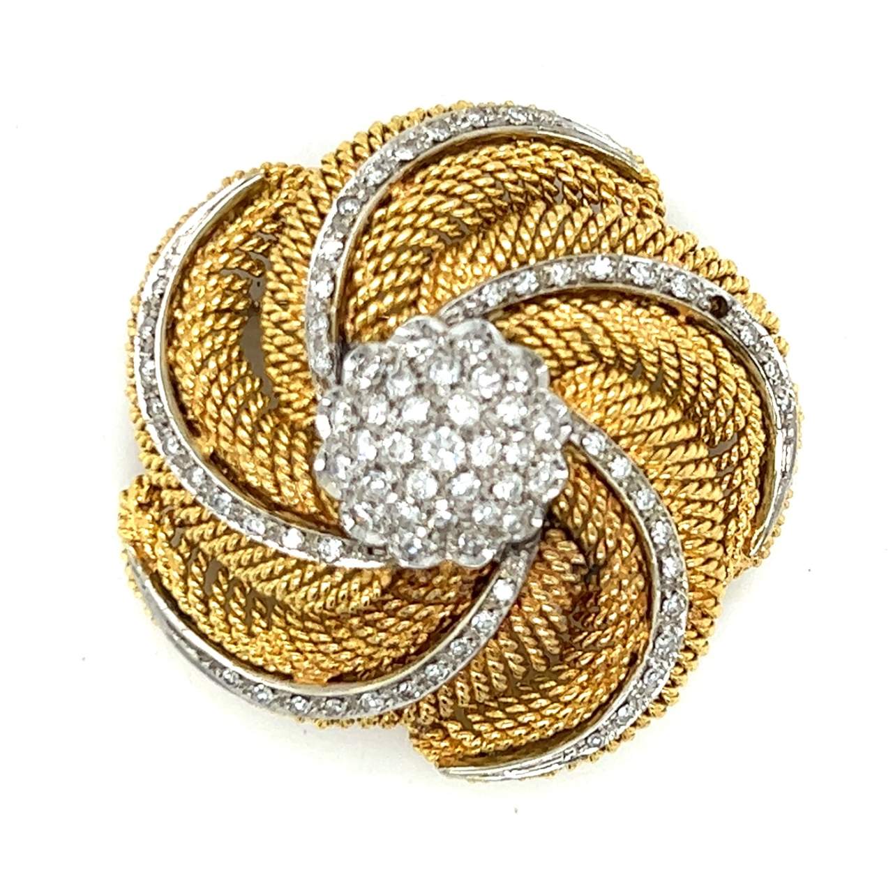 18K Yellow Gold 1.60 Ct. Diamond Brooch