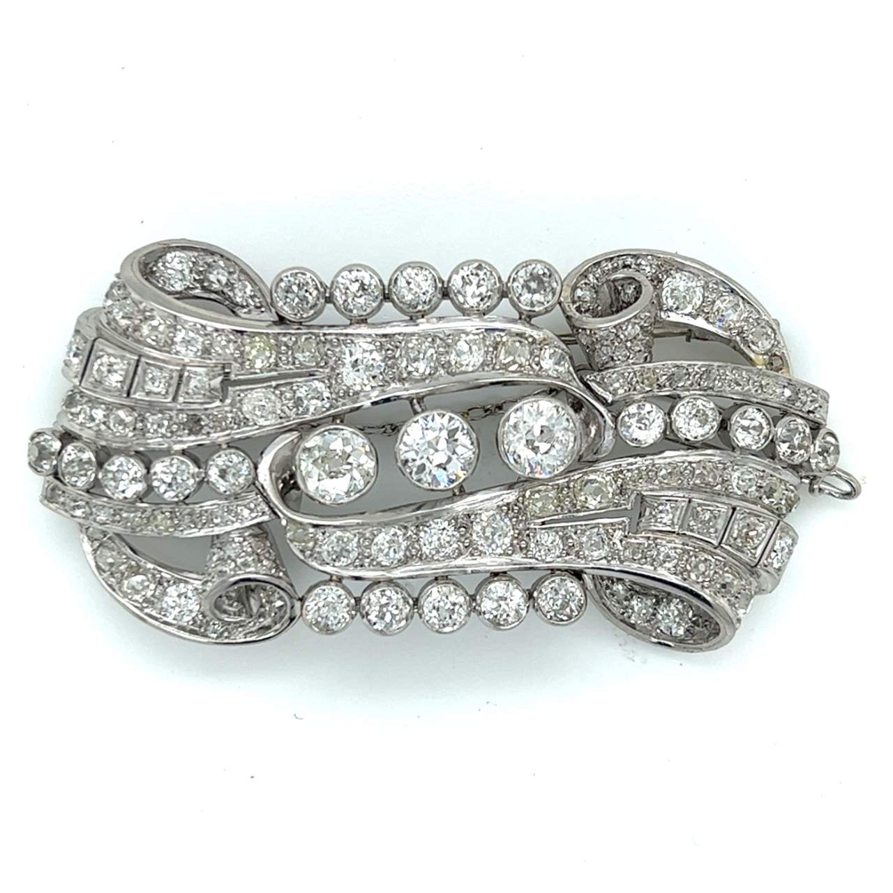 Art Deco Platinum 11.50 Ct. Diamond Brooch