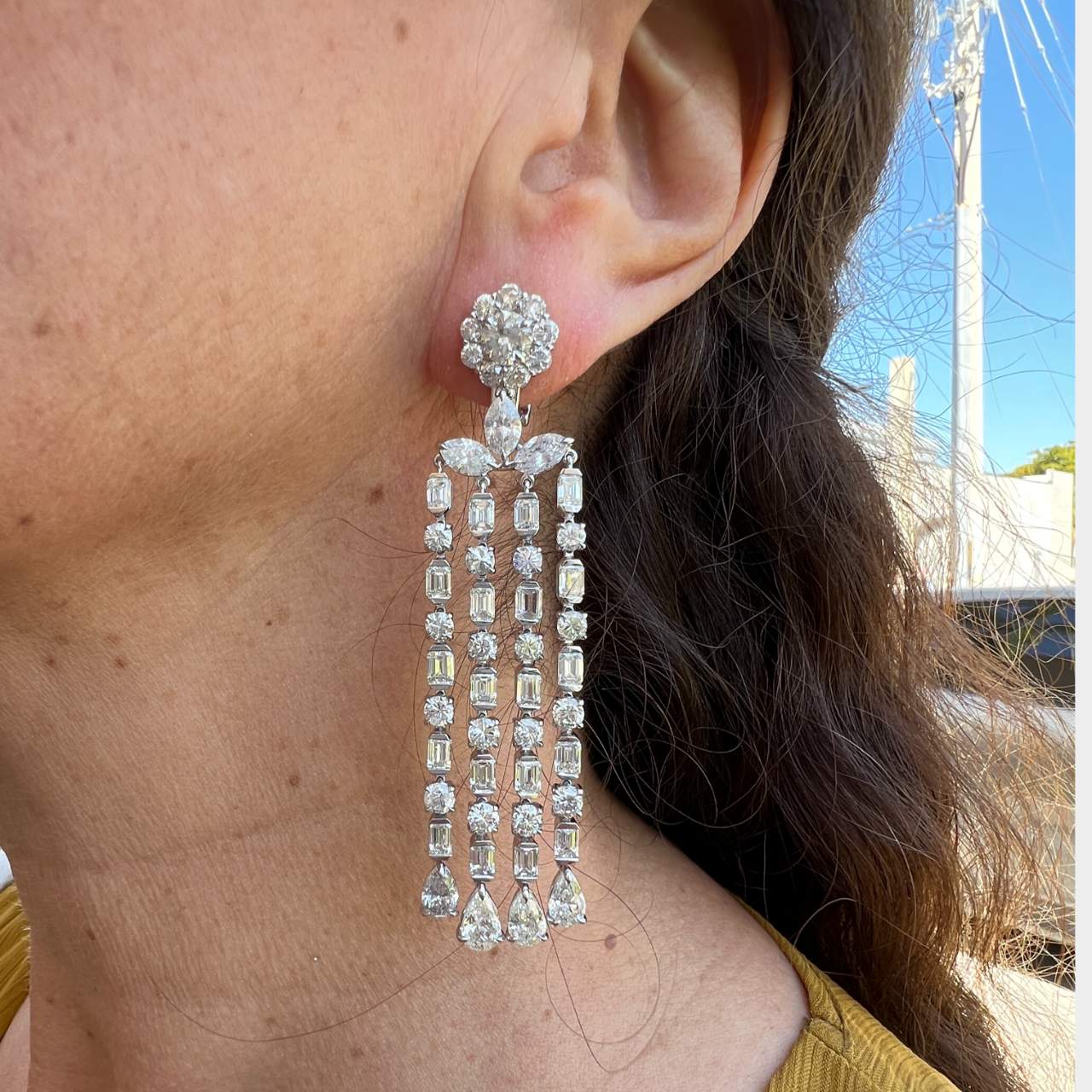Platinum 25.55 Ct. Diamond Chandelier Earrings