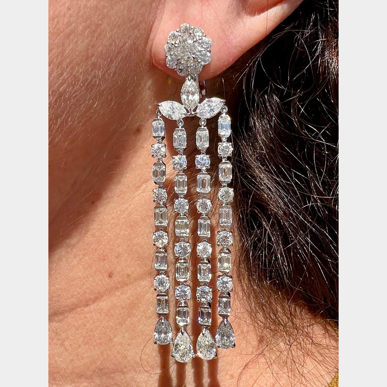Platinum 25.55 Ct. Diamond Chandelier Earrings
