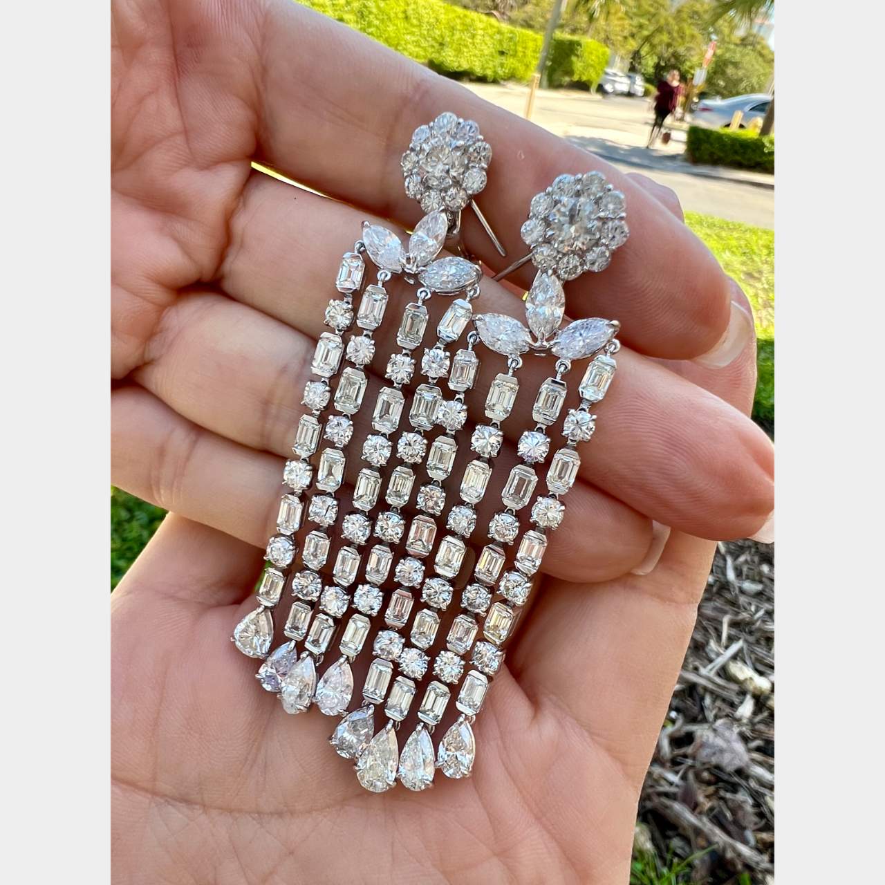 Platinum 25.55 Ct. Diamond Chandelier Earrings