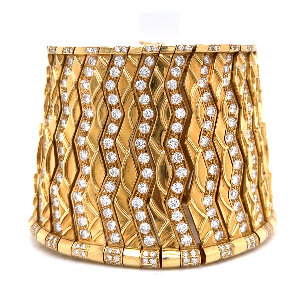 18K Yellow Gold 24.00 Ct. Diamond Bangle Cuff