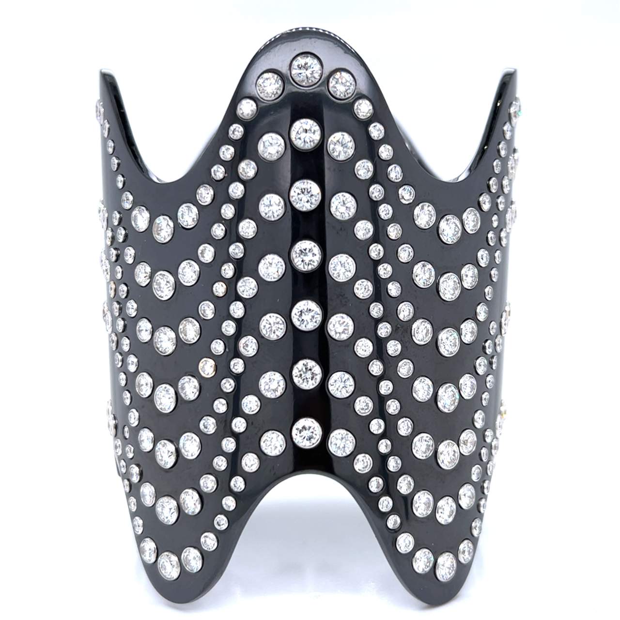 PAOLA BRUSSINO 18K Blackened Gold Diamond Bangle Cuff