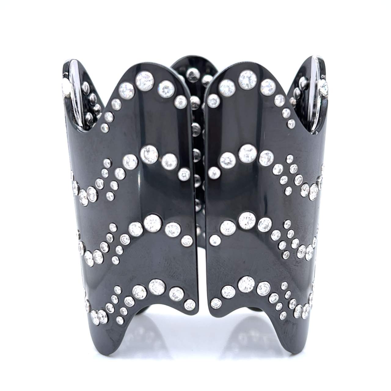 PAOLA BRUSSINO 18K Blackened Gold Diamond Bangle Cuff