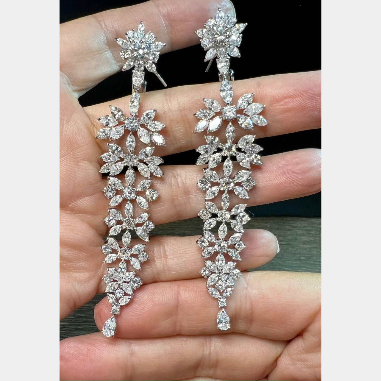 Platinum 20.10 Ct. Diamond Chandelier Earrings