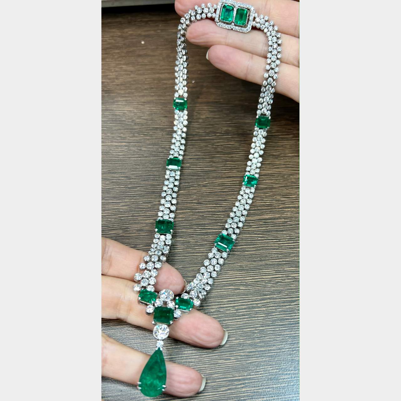 Art Deco GIA Certified Colombian Emerald & Diamond Necklace