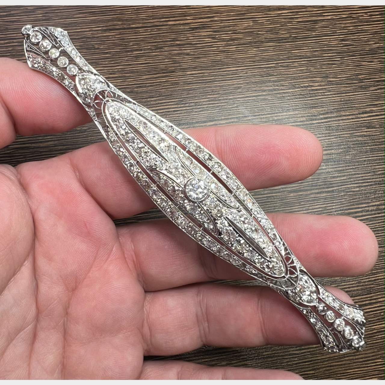 Art Deco Platinum 11.15 Ct. Diamond Brooch