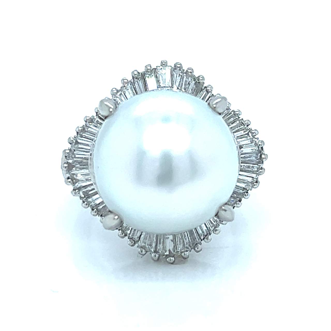 Platinum South Sea Pearl & Diamond Ring