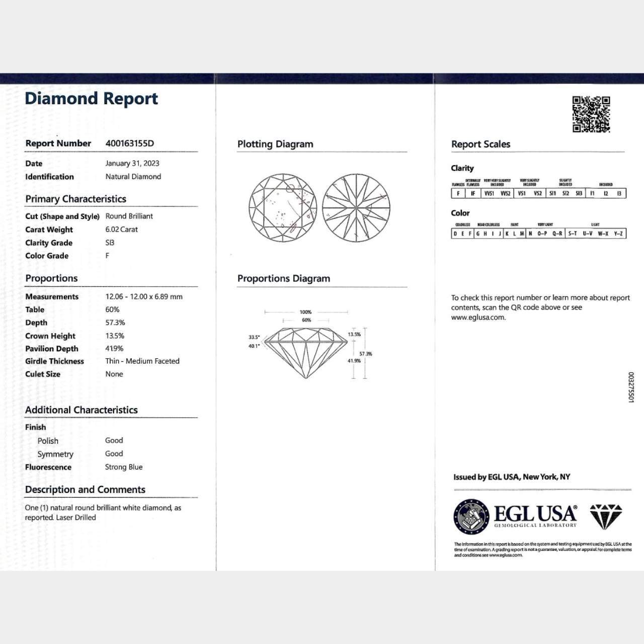 Platinum 6.02 Ct. EGL Certified Diamond Ring - Image 5