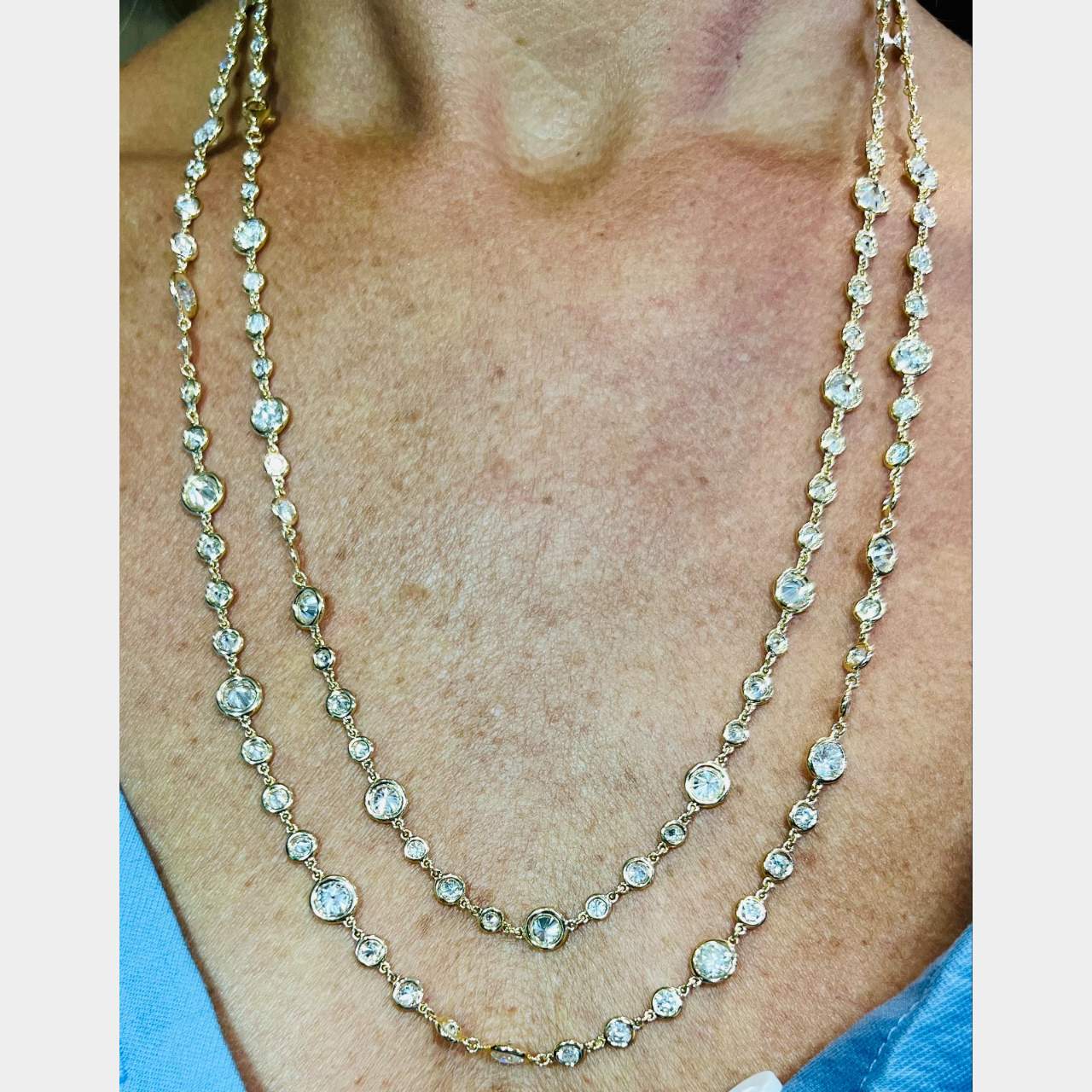 18K Yellow Gold 36.25 Ct. Diamond by the Yard Necklace